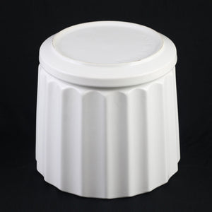 3-Piece White Ceramic Planter Pot Set with Fluted Design & Saucers