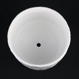 3-Piece White Stoneware Planter Pot Set with Embossed Texture