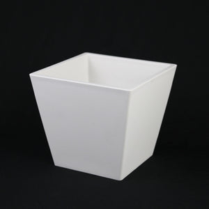 3-Piece White Plastic Square Planter Pot Set – Modern Tapered Design